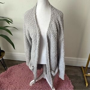 Cozy Cloud Open Front Popcorn Cardigan – Heather Grey